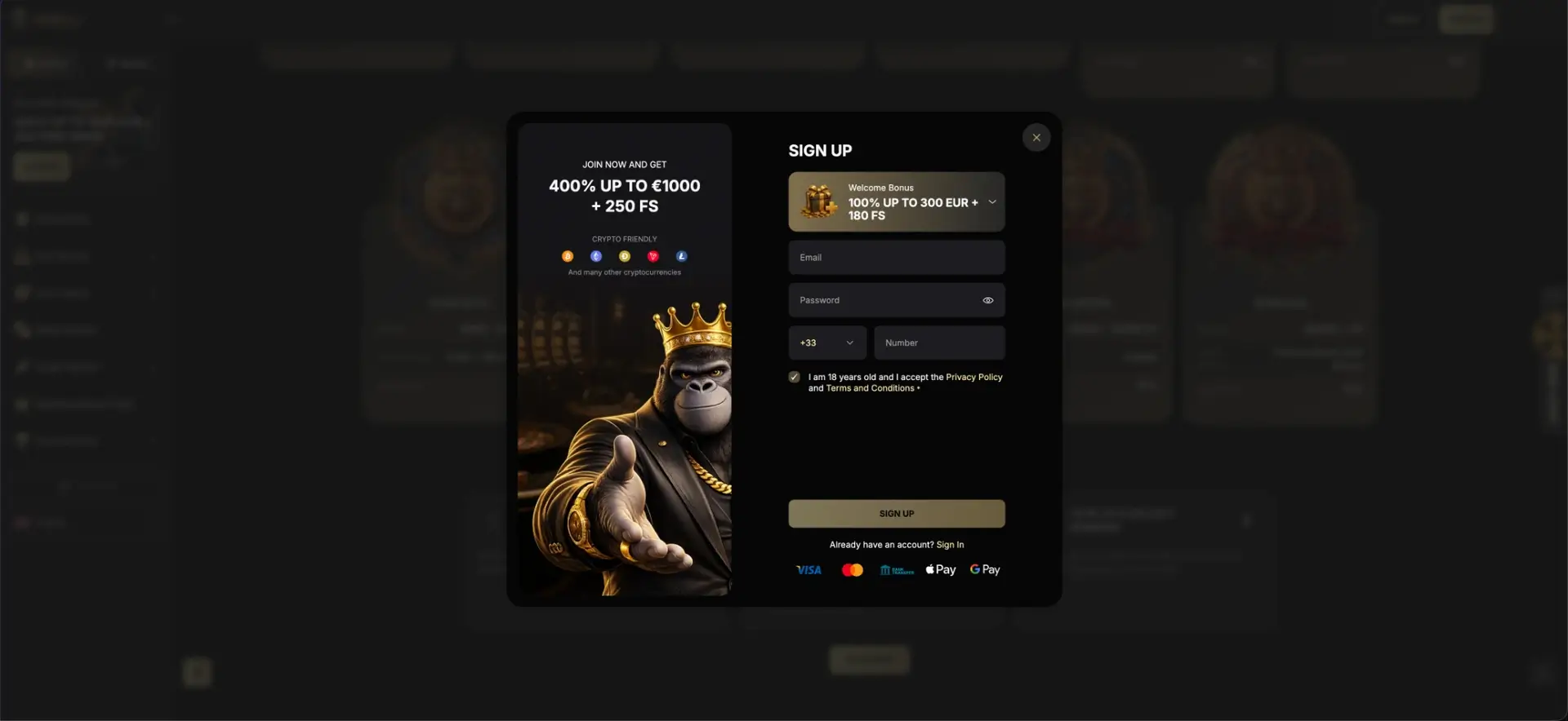SpinKong registration window
